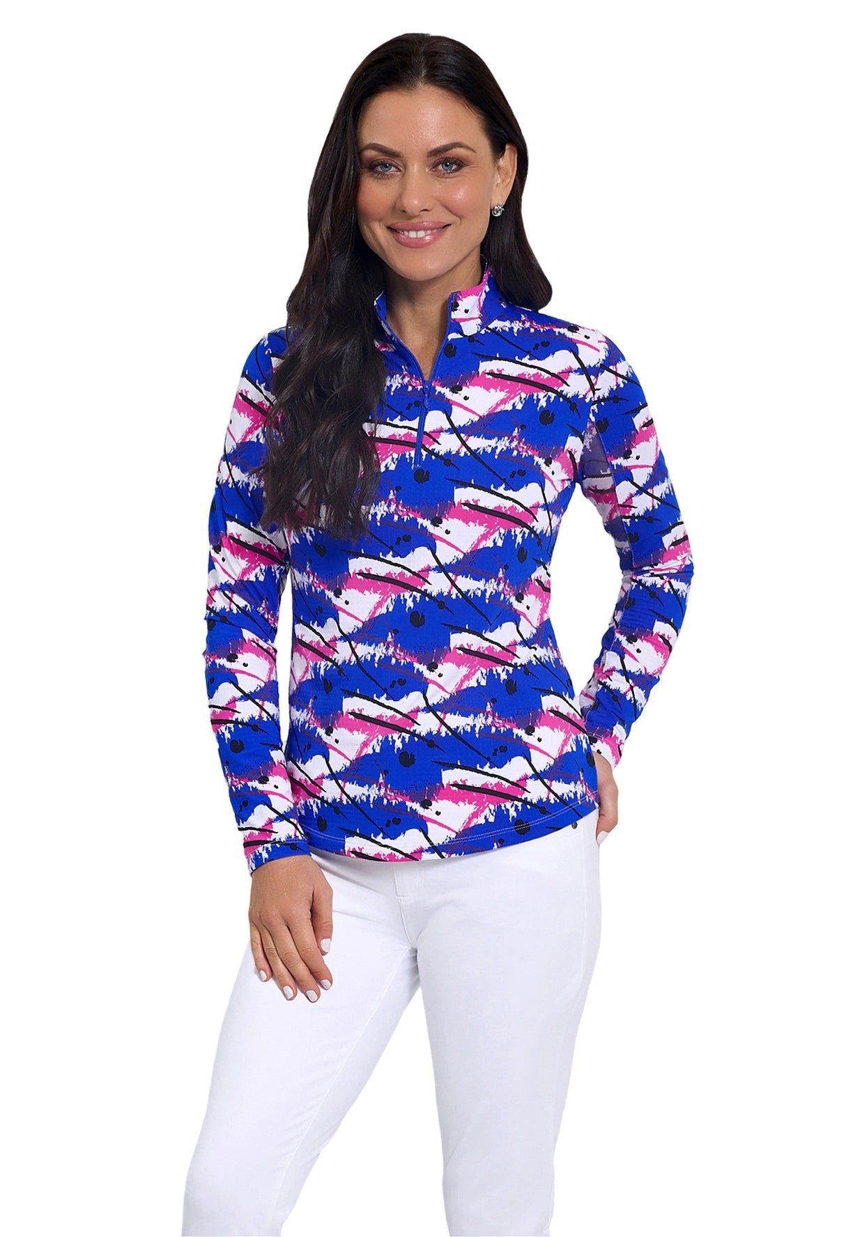 Lizzy Print Long Sleeve Mock Neck Top